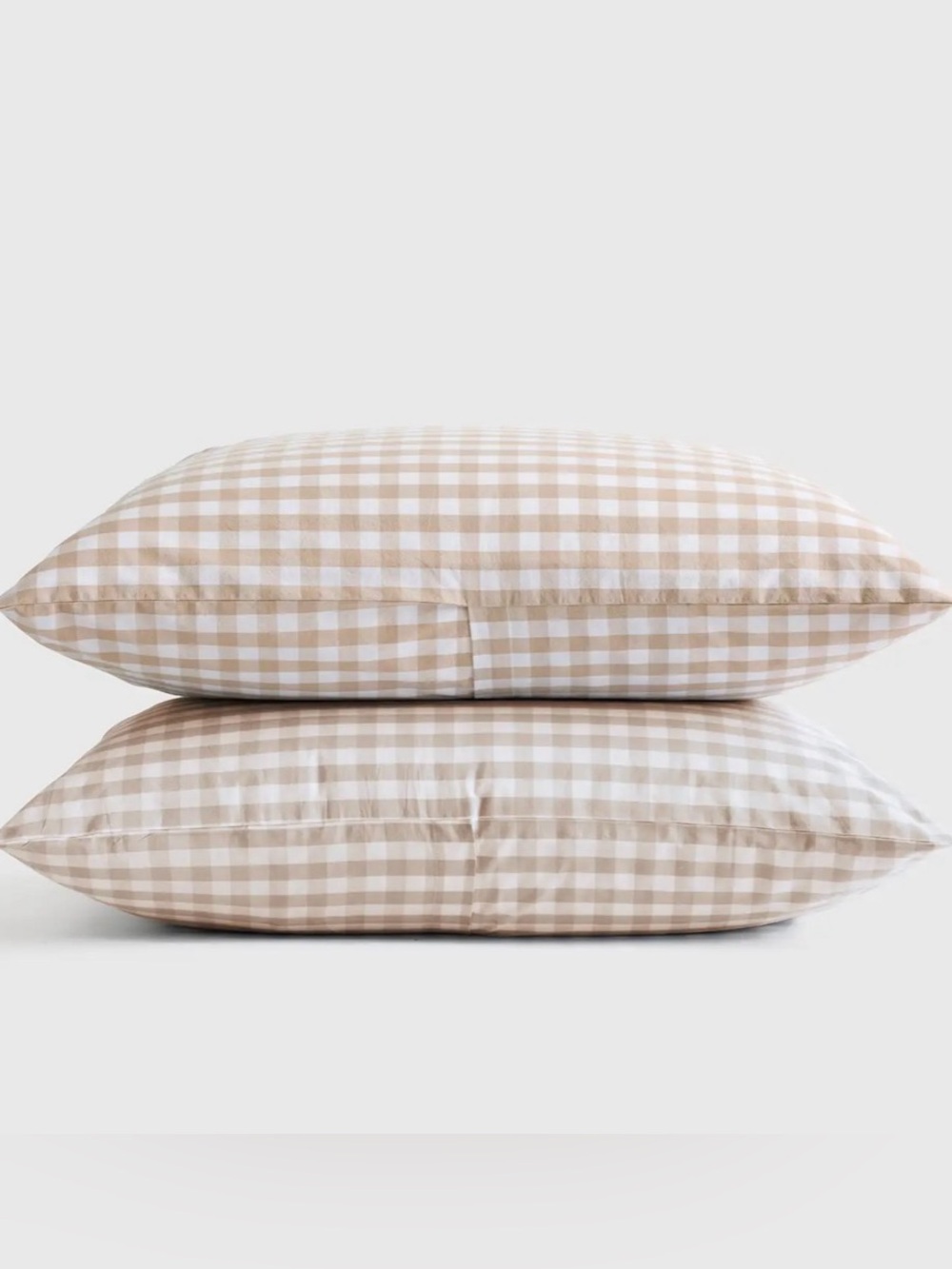 Quince Organic Crisp Percale Cotton King Sham Set of 2 Cafe Gingham